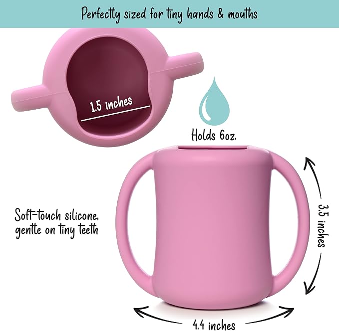PrimaStella Silicone Baby & Toddler Training Cup with Handles (Plum)