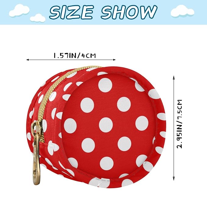 Polka Dot Red Print Pacifier Holder Case with Clip Portable Pacifier Storage Bag for Girls Boys