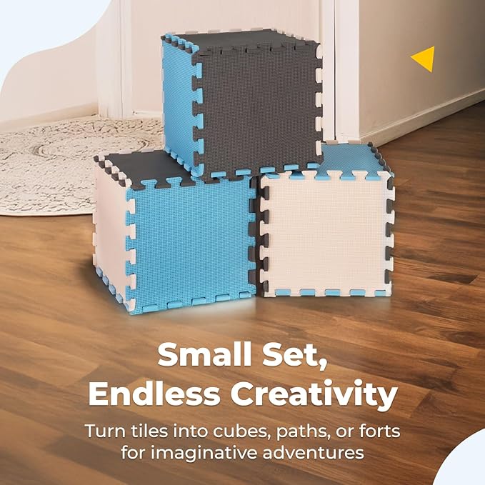 MioTetto Baby Play Mat, Comfortable Playtime Mat ??Portable Foam Floor Tiles, Safe Baby mat for Floor for Crawling & Development, Soft Play mat for Babies, Stylish Interlocking Foam Tiles