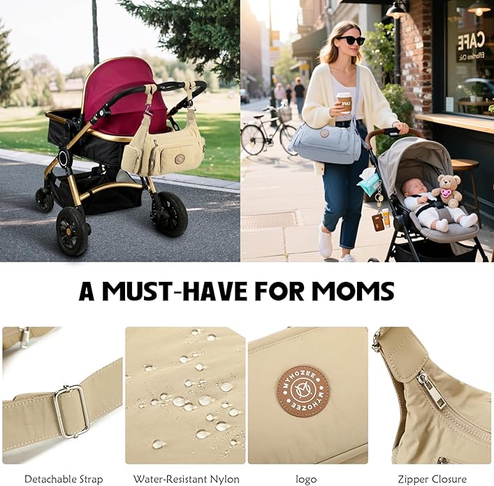 Puffer Crossbody Bags for Women Mom Large Diaper Bag Purse with Wipes & Trash Dispenser Cross Body Purses Messenger Bags | Wipes Dispenser, Trash Dispenser, Lightweight, 22L large capacity, Lots of pockets, baby stroller strap