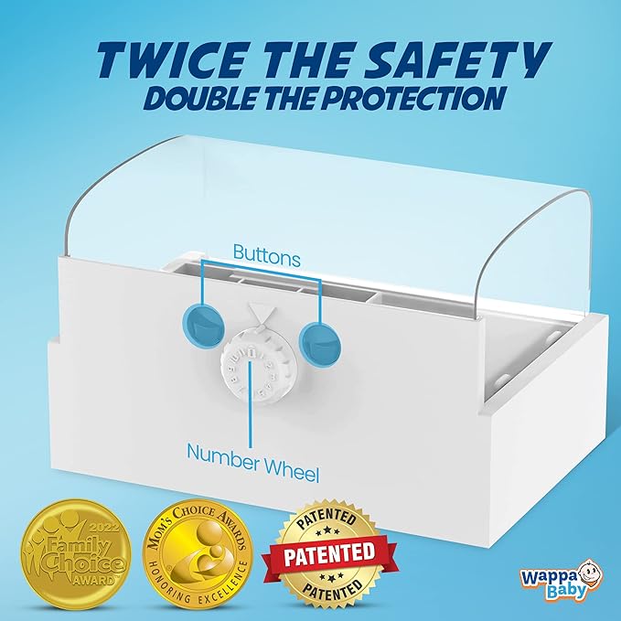 Clear Outlet Cover Box [Patented] Double Lock for Much Better Toddler Proofing, Easier Operation, Simple 3 Step Install with Included Screws. Provides Extra Space Inside for Plugs
