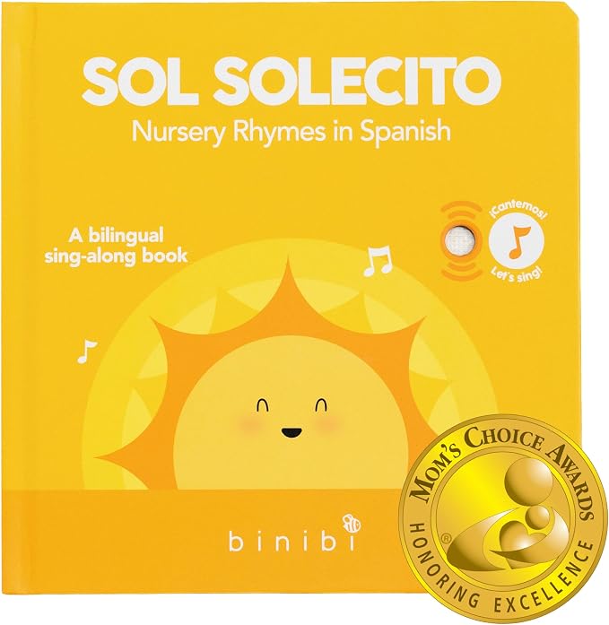 Binibi Sol Solecito – Bilingual Musical Sound Book for Toddlers 1–3, Spanish Nursery Rhymes & Play Songs, Interactive Board Book. Libro en Espanol para bebés.