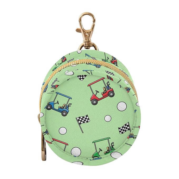 Golf Ball Green Pattern Pacifier Holder Case with Metal Clip Portable Pacifier Pouch for Travel