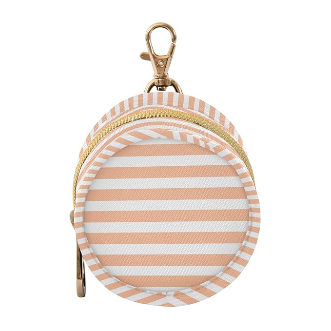 Peach Orange Stripes Pacifier Holder Case Newborn Pacifier Storage Pouch for Boys Girls Easy Attach to Diaper Bag Portable Baby Essentials Container