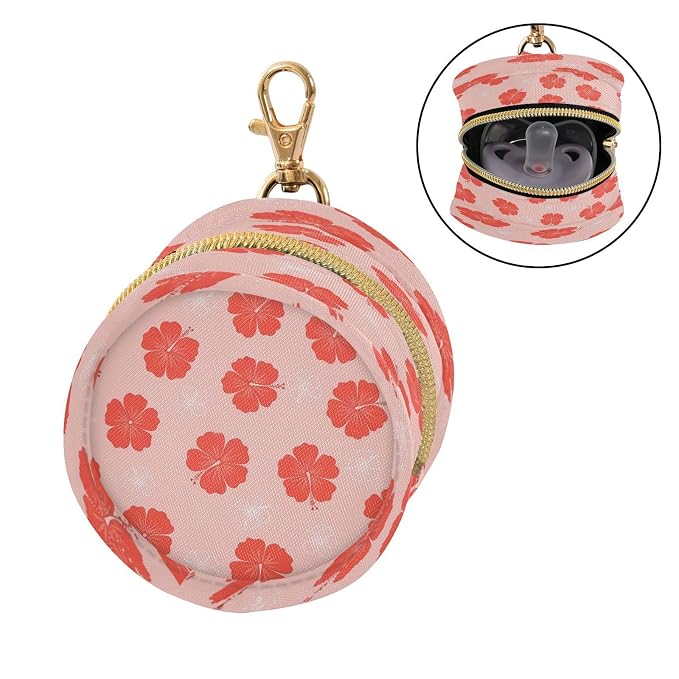 Pacifier Holder Tropical Floral Pacifier Storage Case with Zipper & Metal Hook Buckle Portable Container for Baby Binky