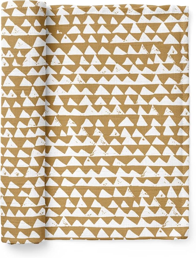 Mini Wander Swaddles for Newborns Muslin Swaddle Blankets - Breathable Soft Gender Neutral Receiving Blanket Baby Essentials | 47 x 47 Cotton - (Mountains (Honey Gold))