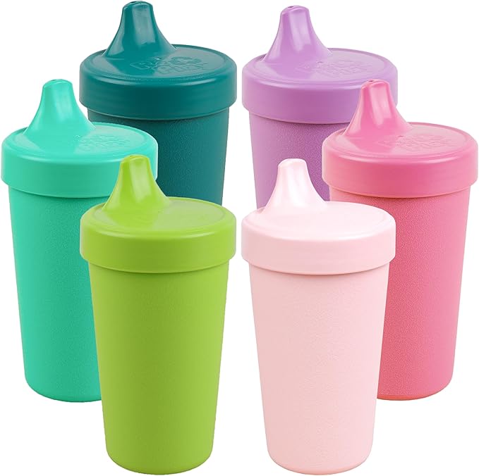 Re-Play Spill-Proof Sippy Cups - Reusable 10 Oz Set of 6, Dishwasher & Microwave Safe, Made in USA, Fairytale