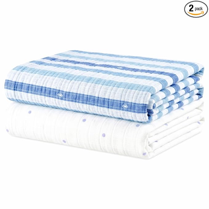 Muslin Swaddle Blankets for Newborns, 2 Pack Multipurpose 100% Organic Cotton, Ultra Soft Breathable Receiving Blanket 47 x 47 inches, Swaddle Wrap for Baby Boys & Girls
