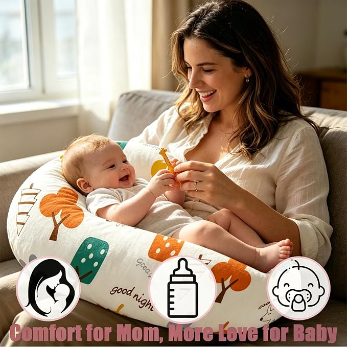 Nursing Pillow Breastfeeding Pillow Removable cover Machine washable | Conforming to ergonomic design. Detachable cover. Machine washable. Breathable fabric.Arm fatigue free Soft supportive fill