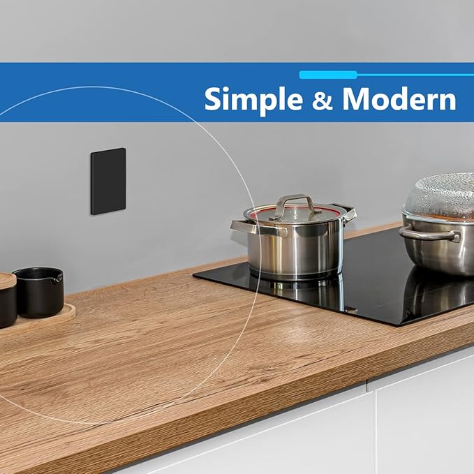 LIDER Blank Wall Plate, Temperature and Impact Resistant, UL Listed, Polycarbonate Thermoplastic, Screwless Design, Matte Finish, Modern Upgrade, Midsize, 1-Gang, 4.88??x 3.11?? Black, 10 Pack