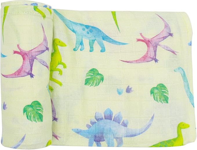 immispace - Ultra Soft Swaddle Blanket | Muslin Blankets for Girls & Boys | Newborns & Infants Gifts | 30% Organic Cotton + 70% Rayon | Large 47" x 47" | Machine Washable (Dinosaur)