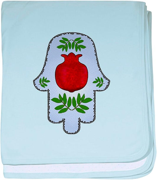 CafePress Hamsa Pomegranate Blue Baby Blanket, Super Soft Newborn Swaddle