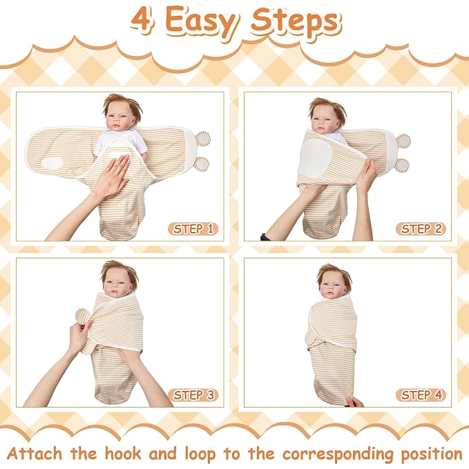 Ramede 6 Pack Swaddle Blanket with Hats for Baby Girl Boy 100% Cotton Swaddles 0-3 Months, Adjustable Breathable Skin Friendly Receiving Blanket Wrap, Essential for Newborns(Boho,Multicolor)