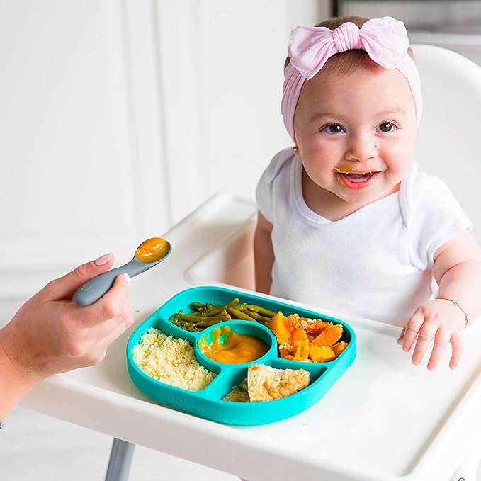 bblüv - Yümi ??Food Grade Silicone Plate & Utensil Set for Baby & Toddler, BPA-Free, Suction Bottom, Microwave & Dishwasher Safe, Includes Anti-Spill Plate & Spoon Set with Utensils