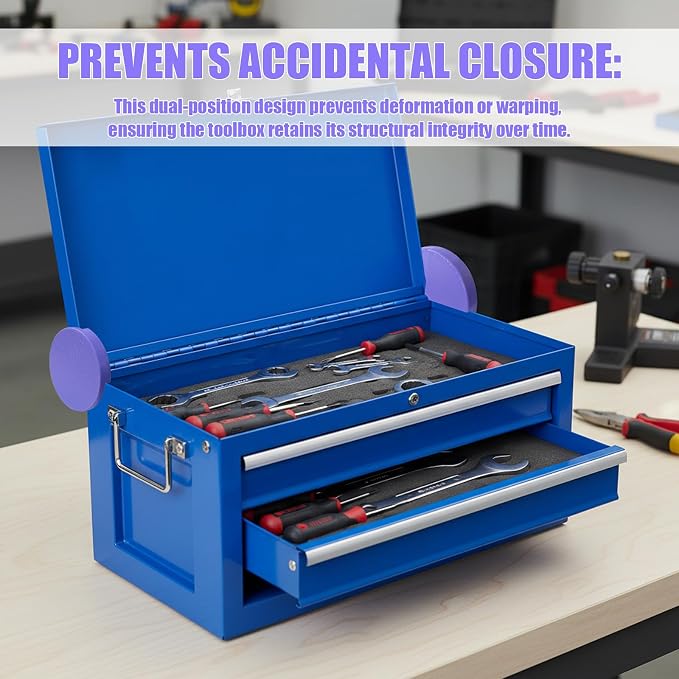 2 PCS Magnetic Lid Lock Set for 2-Drawer Mini Toolboxes, Secures Lid & Prevents Tipping, Mini Toolbox Accessories (Purple)