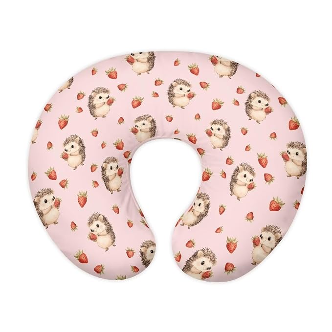 Multi Cute Hedgehogs and Strawberry Baby Nursing Pillow Cover Newborn U-Shaped Breastfeeding Pillowcase Cushion Cover Stain Resistant and Not Easy to Fade