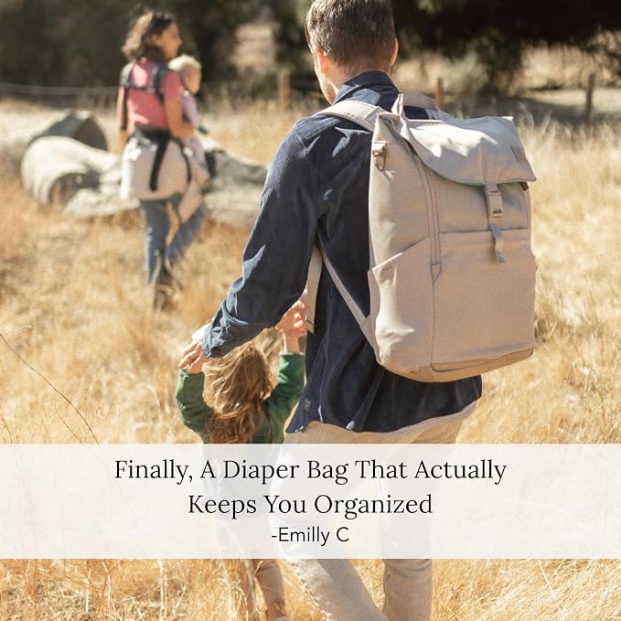 Huhu Diaper Bag Backpack – Large Baby Bag for Moms & Dads – Water-Resistant, Unisex Travel Kit for New Parents – Includes Changing Pad and 2 Organizer Pouches (Daybreak Taupe)