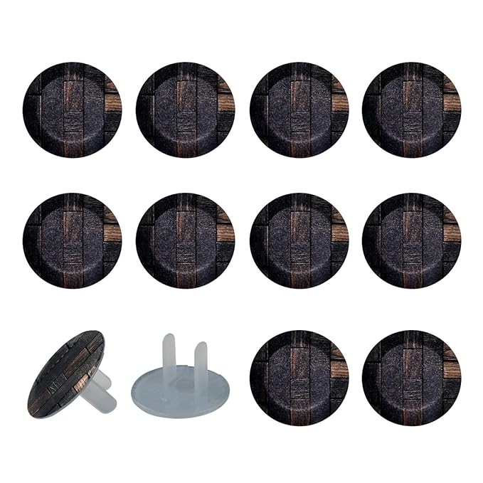 Dark Grey Wooden Outlet Covers (12 or 24 Pack) - Child Safety Electric Plug Protectors to Prevent Power Shock
