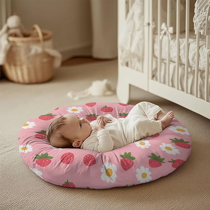 Cute Strawberry Nursing Pillow Cover Neutral Breastfeeding Pillow Cover Fits 22.6in*24in Nursing Pillow for Baby Boy Girl Neutral Baby Nursing Pillow Cover Feeding Pillow Cover