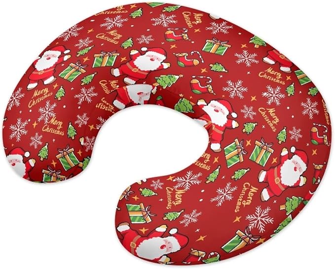 Santa Claus Sock Nursing Pillow Detachable Newborn Original Breastfeeding Slipcover Case and Positioner Lightweight Head Support Protector Cushion Essential with Hidden Zipper Propping Baby