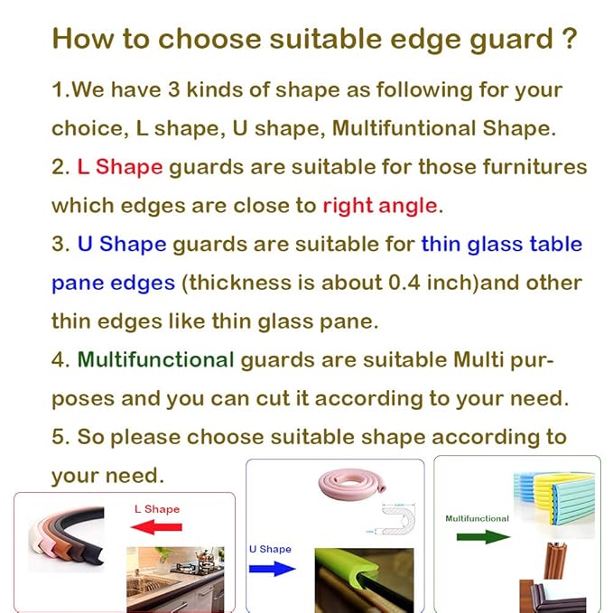 M2cbridge L Shape Extra Thick Furniture Table Edge Protectors Foam Baby 6.5 Ft (Brown)