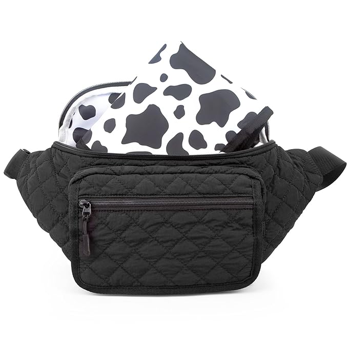 Pripher Small Diaper Bag with Portable Changing Pad, Crossbody Diaper Bag Pack with Wipes Pocket for Mom and Dad, Mini Diaper Bag Fanny Pack for Baby Travel, Black
