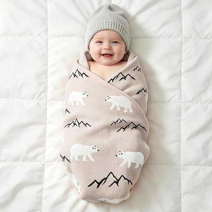 Receiving Baby Blanket,100% Luxury Cotton Knit Baby Blanket,Lightweight Cozy Neutral Swaddling Blanket for Newborns,Boys & Girls,Infant and Toddler