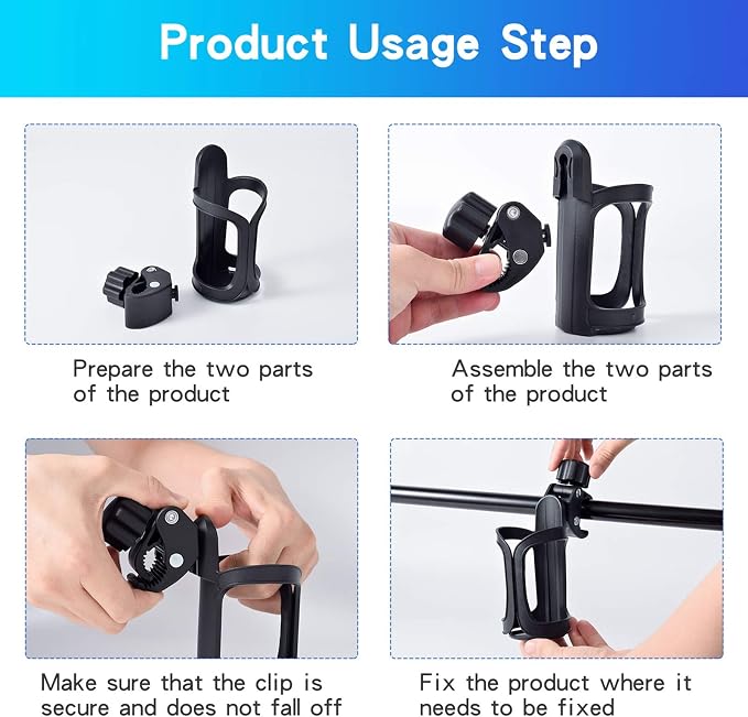 Universal Stroller Cup Holder, Upgrade Cup Holder for Walker, Attachable Bike Water Bottle Holder, Drink Holder Attachment for Wheelchair, Motorcycle, Scooter, Bicycle, Rolling Walker, Trolley