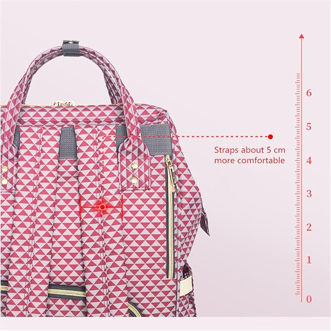 Diaper Bag Backpack Large Capacity for Baby Care Wide Open Design and Waterproof Fabric (Cherry Red)