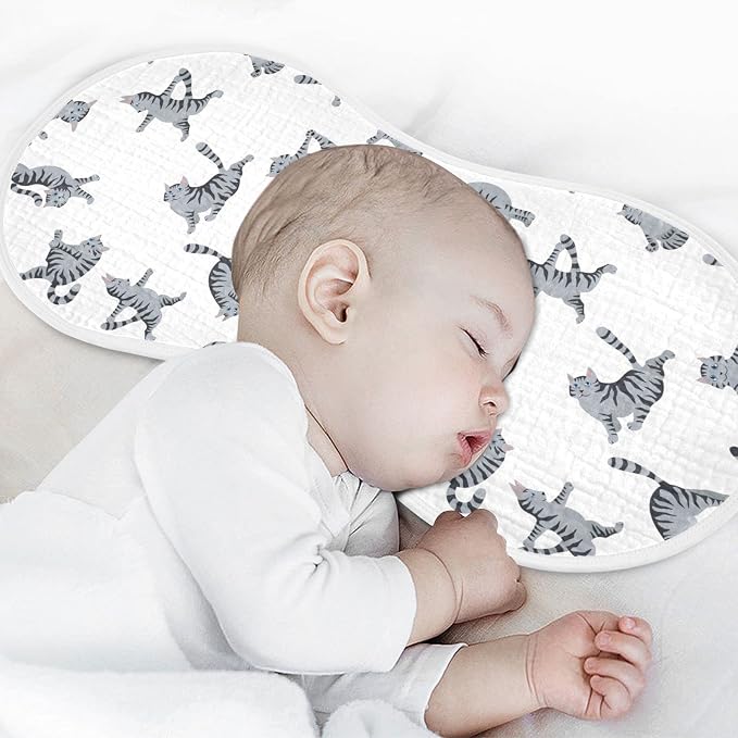Yoga Tabby Cat Cute Kitten Muslin Burp Cloths for Baby 4 Pack Soft 100% Cotton Baby Washcloths Bibs for Boy Girl