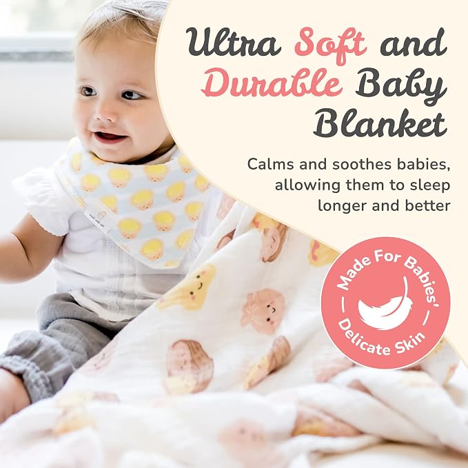 The Wee Bean Organic Cotton and Rayon derived from Bamboo Baby Swaddle Muslin Blanket (Dim Sum)