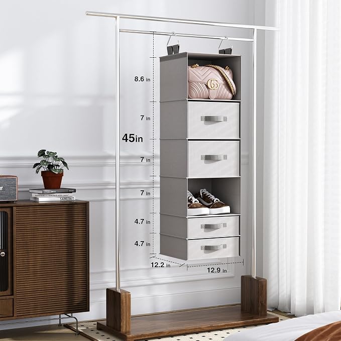 Hanging Closet Organizer, Storage Shelf for Wardrobes, Washable 600D Oxford Cloth Hanging Rack