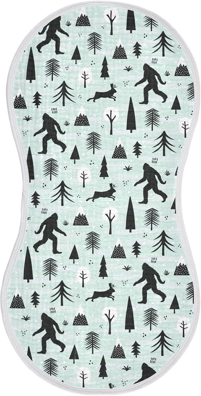 Muslin Burp Cloths for Baby Boys and Girls - 1-Pack Ultra Absorbent Bigfoot Sasquatch Muslin Washcloths, Newborn Towel, Milk Spit Up Rags, Burp Cloth Bib for Unisex, 22 x 11 Inch