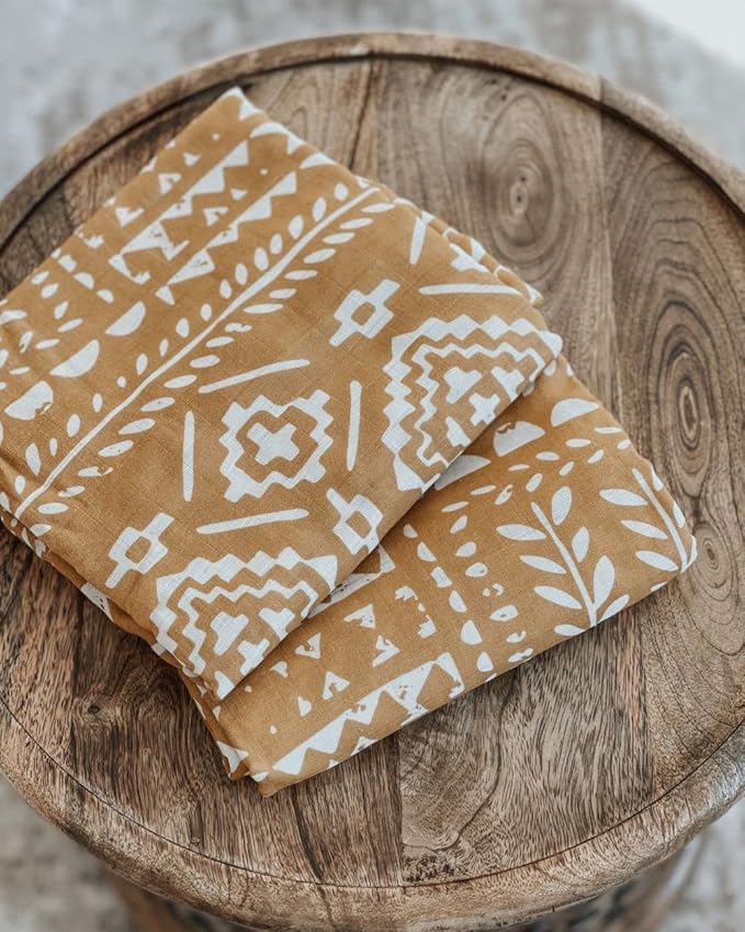 Mini Wander Swaddles for Newborns Muslin Swaddle Blankets - Breathable Soft Gender Neutral Receiving Blanket Baby Essentials | 47 x 47 Cotton - (Tapestry (Honey Gold)