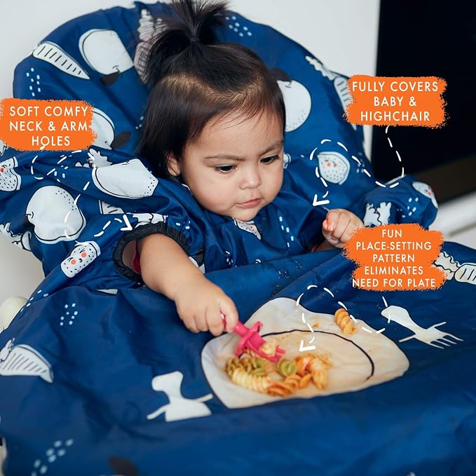 grabease Allover Waterproof Bib for Self-Feeding Infants and Toddlers, Machine Washable, Ages 6-24 Months