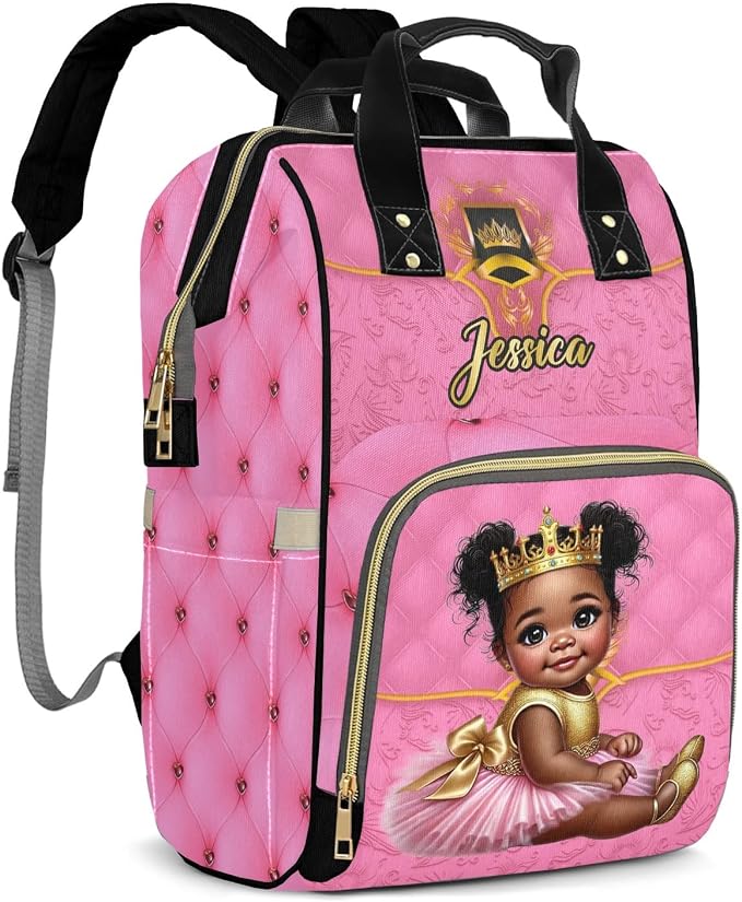 Custom Diaper Bag with Name Personalized Multifunctional Mommy Backpack for Shoulders Outdoor Backpack for Newborn Baby Crown-Thermal Pockets Nursing Bags