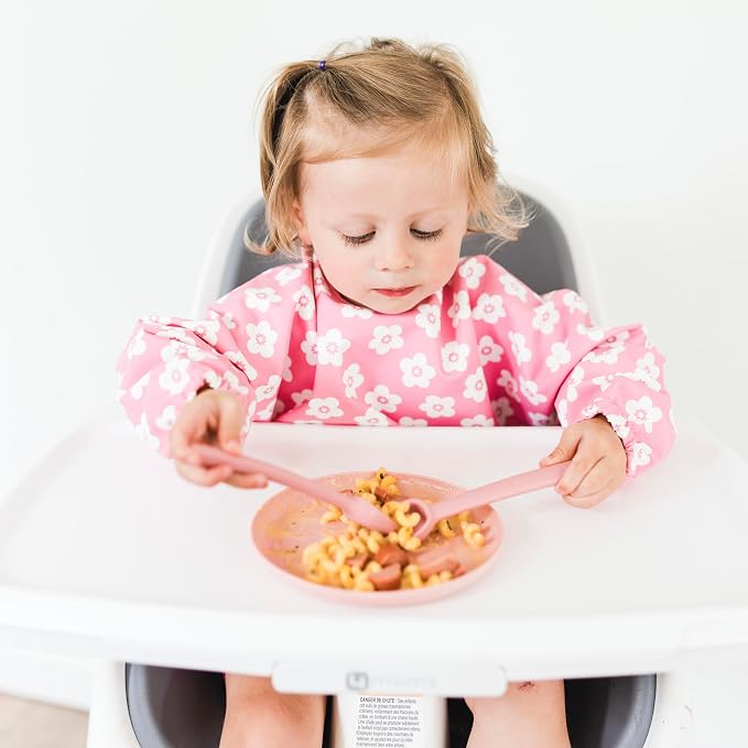 Ryan & Rose Ultimate Baby Utensil Set of 3 Silicone Baby Spoons Silicone feeding set for baby led weaning, self feeding 6 months, toddler utensils (Rose)
