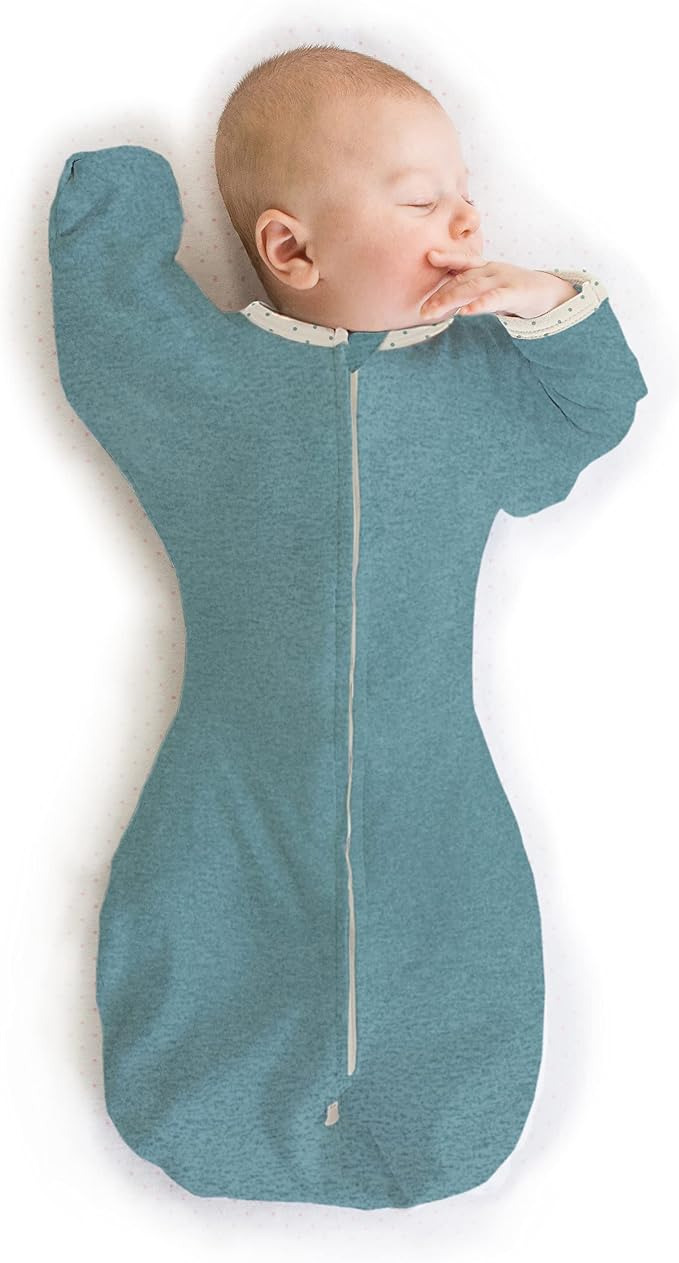 SwaddleDesigns Transitional Swaddle Sack, Arms Up Half-Length Sleeve Mitten Cuff, Most Gradual Transition Swaddle for Newborn