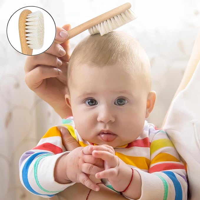 Personalized Baby Brush and Comb Set Custom Cradle Cap Brush Personalized Baby Gifts Baby Hair Brushes Set for Newborns Girls Boys Newborns Toddler Baby Grooming Kit (Design 2)