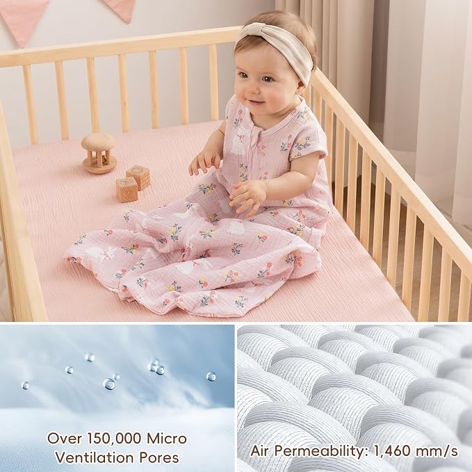 david's kids Muslin Cotton Baby Sleep Sack 18-24 Months, 2 Pack 100% Cotton Sleep Sack for Summer, TOG 0.5 Baby Wearable Blankets with 2-Way Zipper, Soft Sleep Sacks for Newborn, Rabbit & Floral