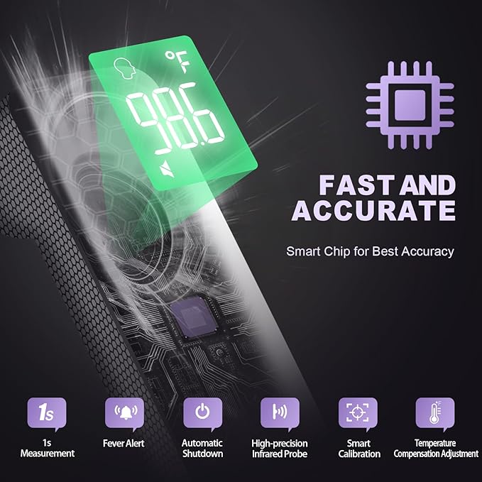 No-Touch Thermometer for Adults and Kids, Digital Accurate Baby Thermometer with Fever Alarm, 1 Second Fast Result, Easy to use, 2 in 1 Mode (Purple)