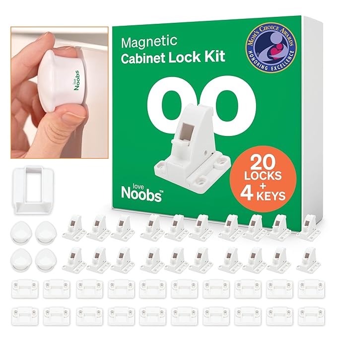 Easy Installation Magnetic Child Safety Cabinet Locks by LoveNoobs?? 20 Locks + 4 Keys, Keep Your Little Ones Safe with Easy-to-Install, Secure Baby Proofing for Cabinets and Drawers