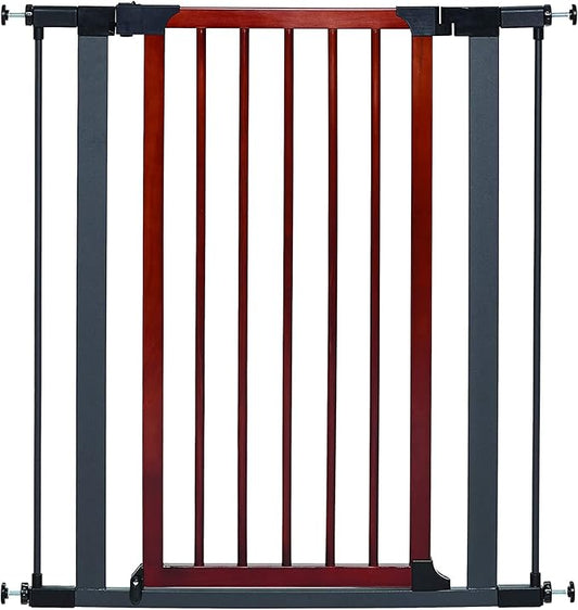 MidWest Homes for Pets 39-Inch Tall Pet Gate with Textured Graphite Frame and Decorative Wood Door, Expands to 38 Inches Wide, Includes 3-inch Extensions