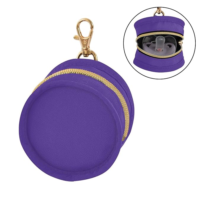 Dark Purple Pacifier Holder Case Newborn Pacifier Storage Pouch for Boys Girls Easy Attach to Diaper Bag Portable Baby Essentials Container