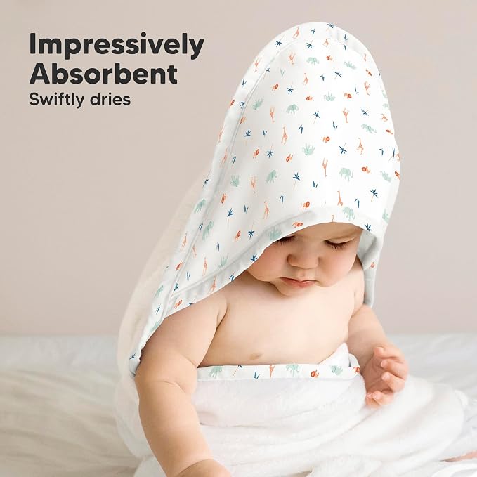 KeaBabies Baby Hooded Towel and Baby Hair Brush - Soft Bath Towels with Hood for Kids and Infant, Wooden Hairbrush with Soft Goat Bristles for Cradle Caps