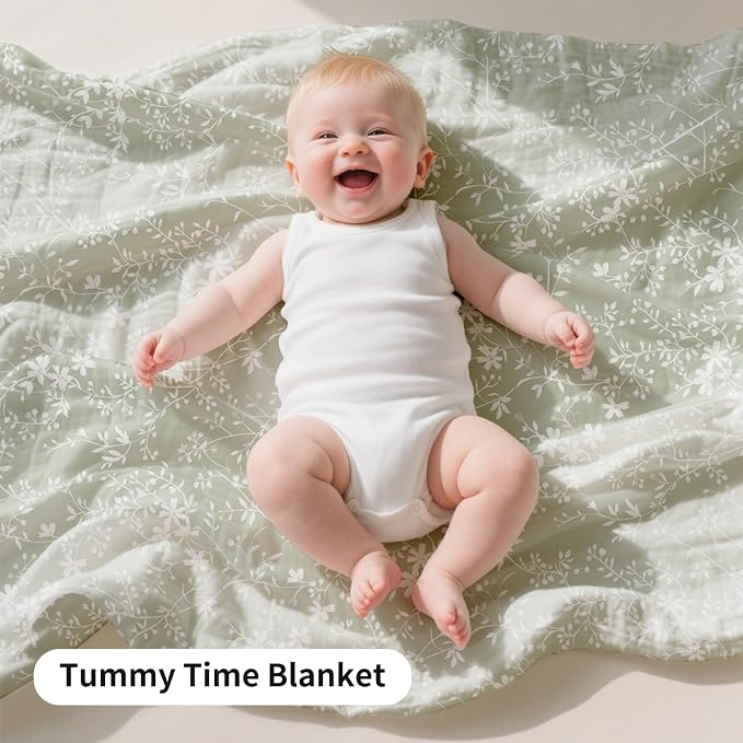 Muslin Swaddle Blankets for Newborns,2 Pack Baby Boys Girls Receiving Blankets Large 43X47 Inches Muslin Burp Cloths,Breathable Soft Swaddle Wrap Baby Essentials(Flower)
