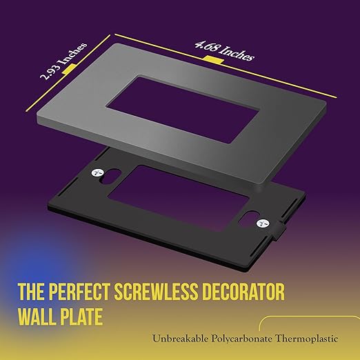 ENERLITES Decorator Light Switch or Receptacle Wall Plate, Screwless Wall Plate, Standard Size, 1-Gang 4.68" x 2.93", Polycarbonate Thermoplastic, UL Listed, SI8831-SG, Gloss Finish, Space Gray