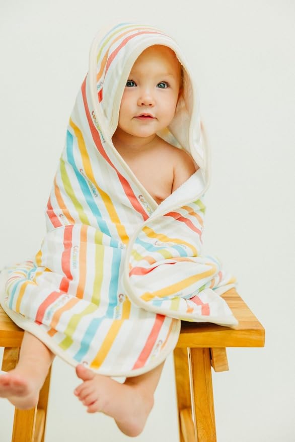 Copper Pearl Premium Knit Hooded Bath Towel CoComelon Stripe