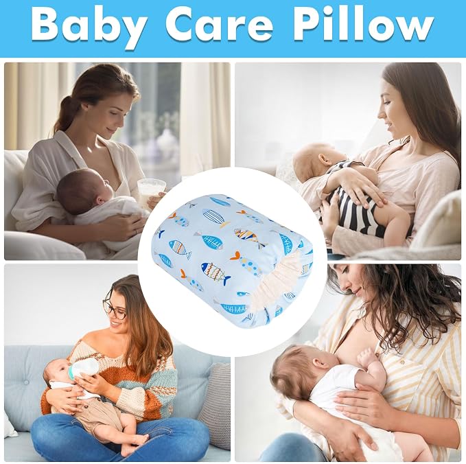 Baby Feeding Arm Pillow，Nursing Arm Pillows for Breastfeeding，Soft Cotton for Newborn, More Support for Mom and Baby,Portable and Washable,Ergonomic Nursing Essentials（Colorful Little Fish）