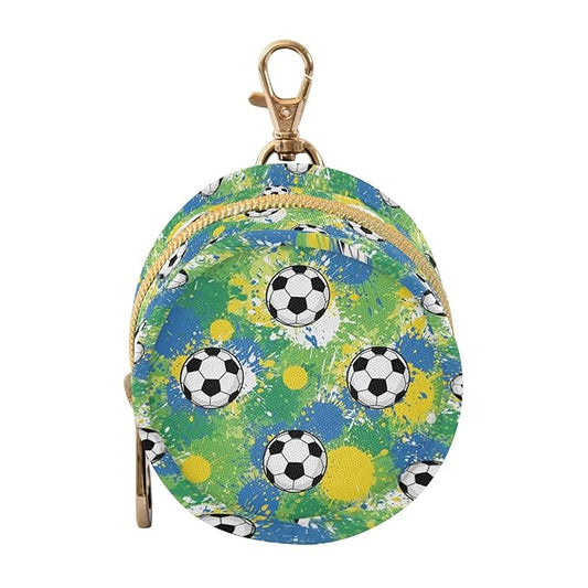Soccer Colorful Splatter Print Pacifier Holder Case for Diaper Bag Portable Travel Pacifier Storage Case with Clip Newborn Baby Pouch for Outdoor Purse Baby Boys Girls